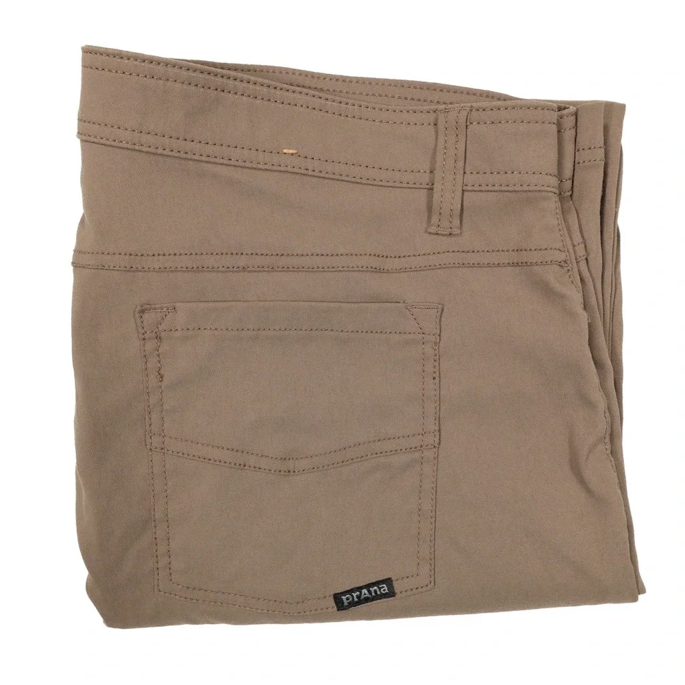 PRANA‎ Men's Size 38x30 Brown Nylon Stretch Slim Fit Brion Outdoor Hiking Pants